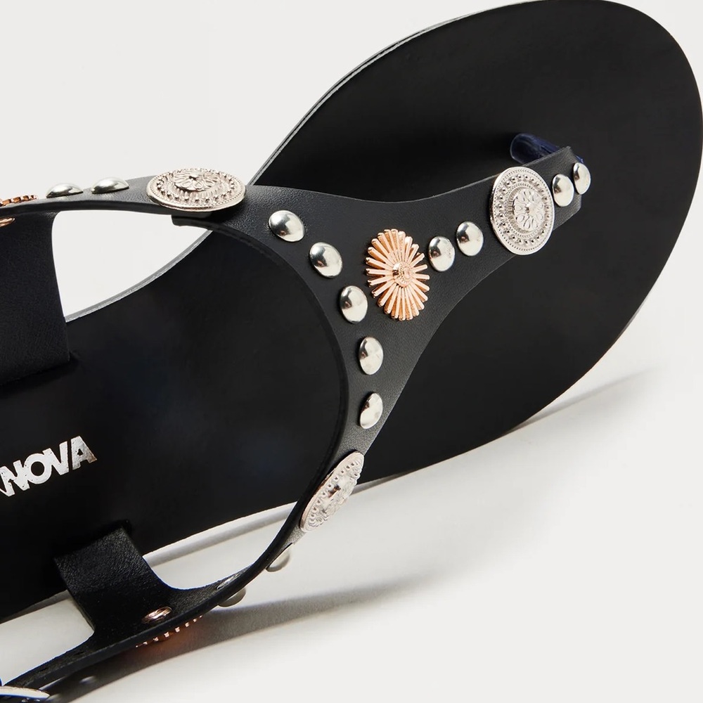 Black Embellished Women's Sandals - Picture 4 of 5